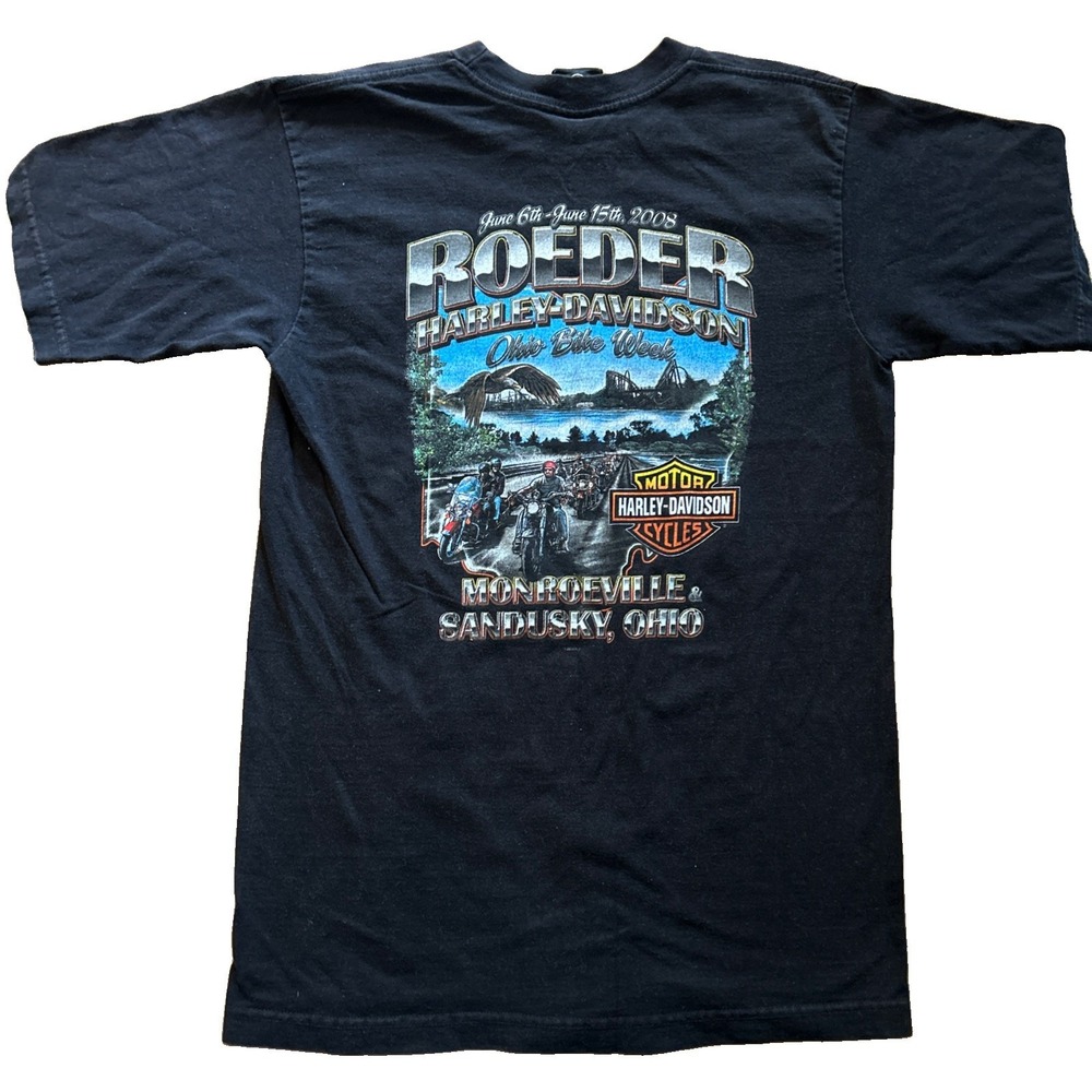 2008 Ohio Bike Week Harley Davidson Men's Size M T-Shirt Black